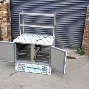 2 door commercial fridge with overshelf