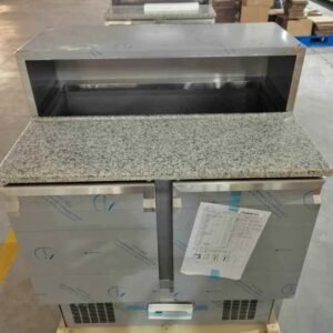 2 door marble top pizza topping fridge salad counter prep station 3ft