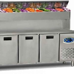 4 door pizza prep topping fridge double compartment 20 pans