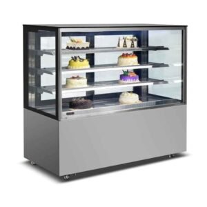Cake display chiller counter dessert fridge silver stainless steel 3 shelves 1.2m