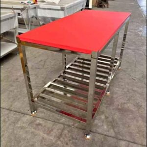 Commercial BUTCHERS table poly top with stand 2m new 200x70x90cm
