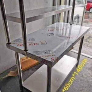 Commercial kitchen work table with overshelf chefs STAINLESS STEEL table 4ft