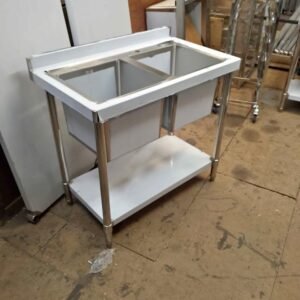 Commercial stainless steel double sink 100x60x90cm