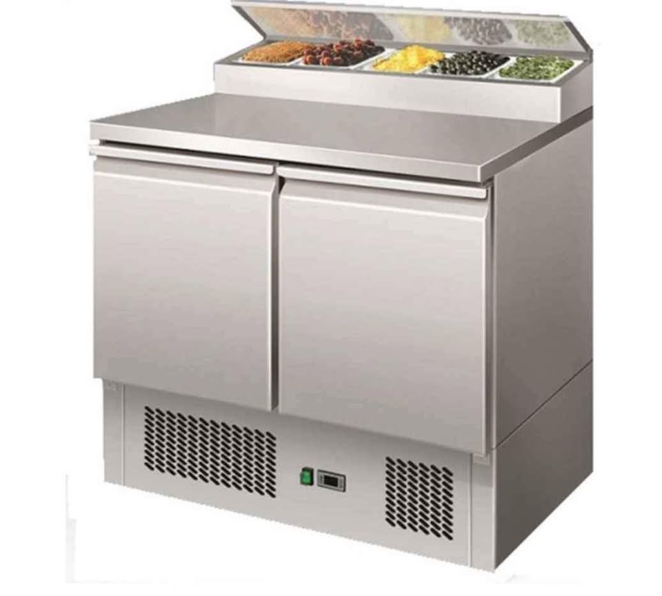 Commercial STAINLESS STEEL 2 door pizza prep topping fridge 5pans - Image 2