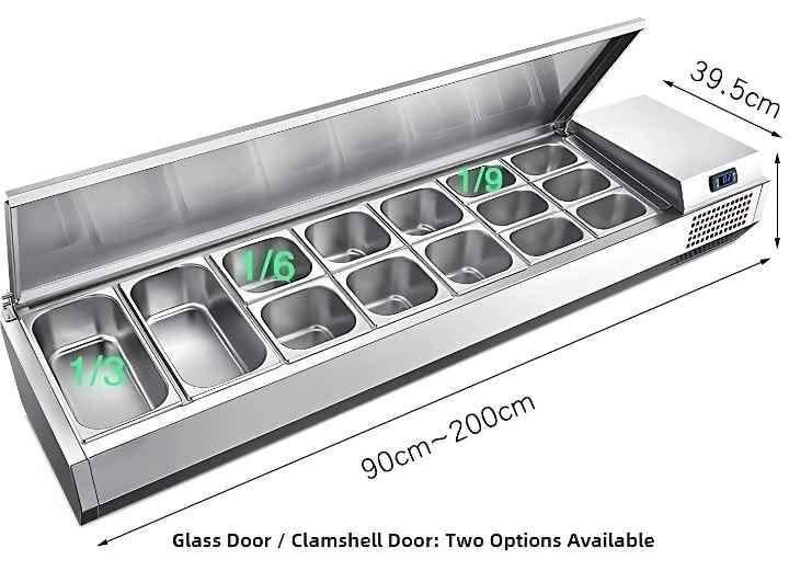 Pizza topping fridge salad counter top fridge prep station - Image 2