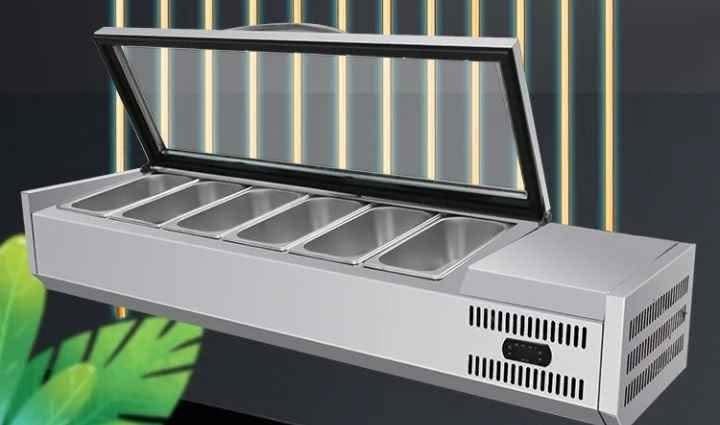 Pizza topping fridge salad counter top fridge prep station - Image 3
