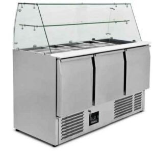 Saladette Fridge Glass top 3 doors display fridge salad counter